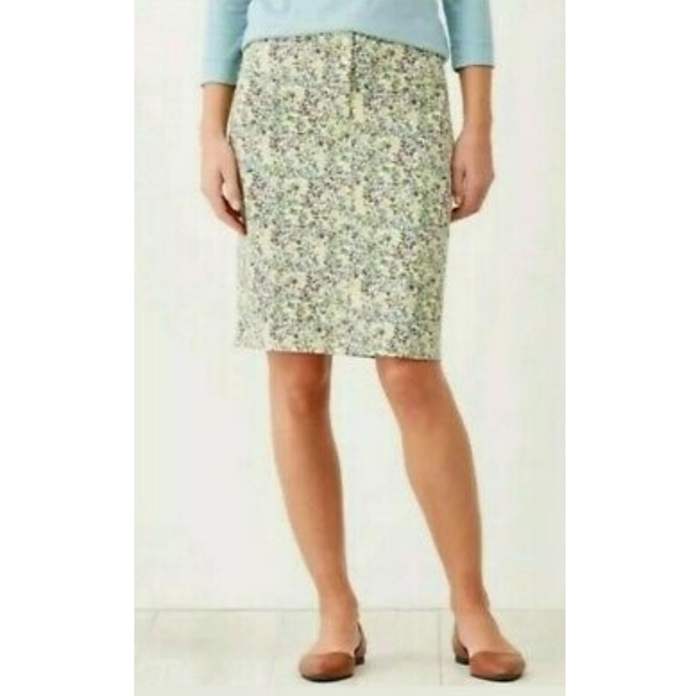 J.Jill Live-in-Chino floral pencil skirt "Seasalt"